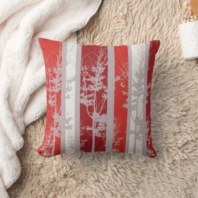 Wintry Reds Throw Pillow (Blanket)