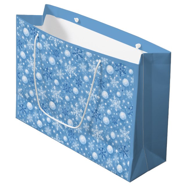 Wintry Snow Large Gift Bag (Front Angled)
