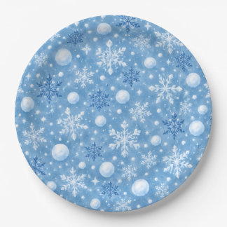 Wintry Snow Paper Plates