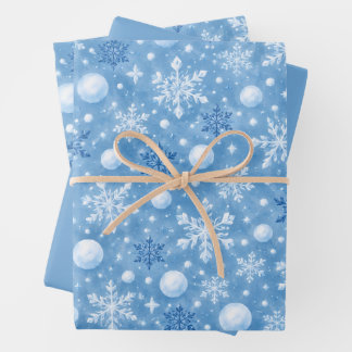 Wintry Snow Wrapping Paper Sheets