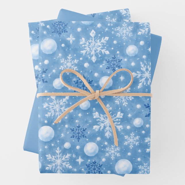 Wintry Snow Wrapping Paper Sheets (In situ)