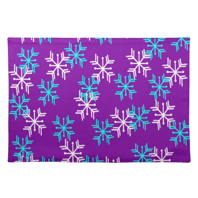 Wintry Snowflakes Cloth Placemat (Front)