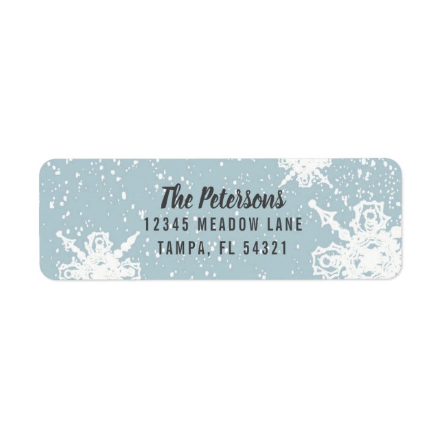Wintry Snowflakes Holiday Return Address Label (Front)