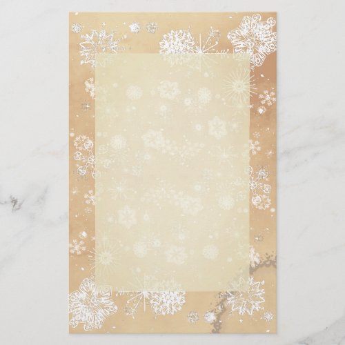 Wintry Snowflakes Vintage Writing Paper