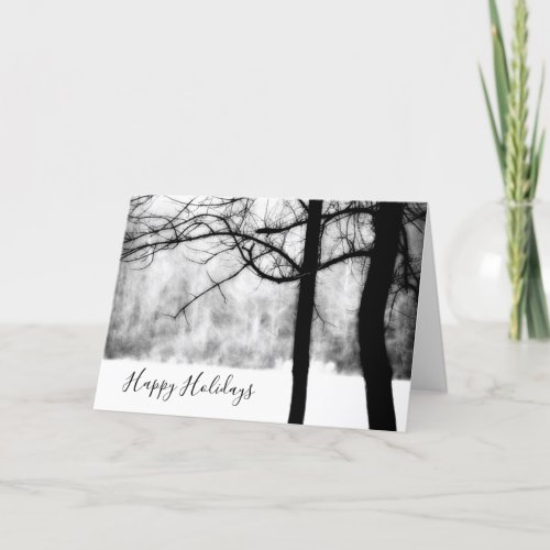 Wintry Tree Monochrome Abstract Snow Holiday Card