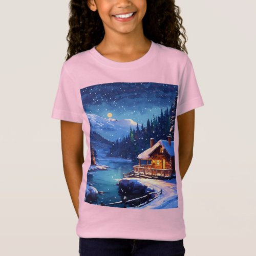 Wintry Wonderland Nighttime Snowscape T_shirt 