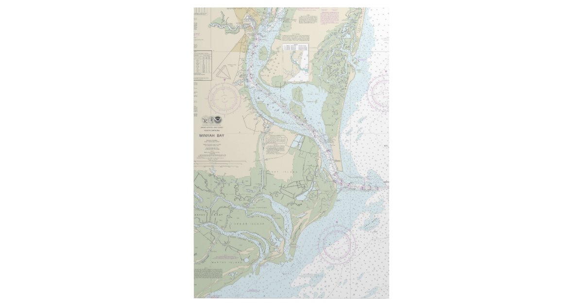 Winyah Bay Nautical Chart 11532 Gallery Wrap Zazzle