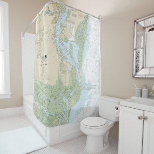 Winyah Bay Nautical Chart 11532 Shower Curtain