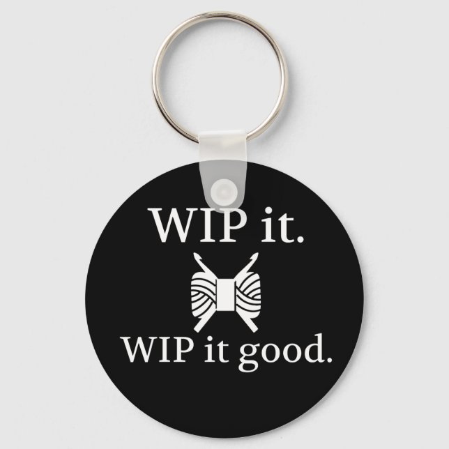 WIP It Good - Crochet {Dark} Keychain (Front)