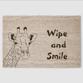 Wipe and Smile Giraffe  Fiber Doormat