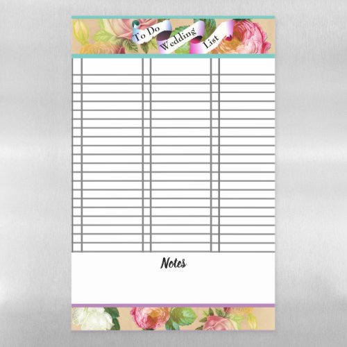 Wipe Clean Planner Wedding Checklist Magnetic Dry Erase Sheet