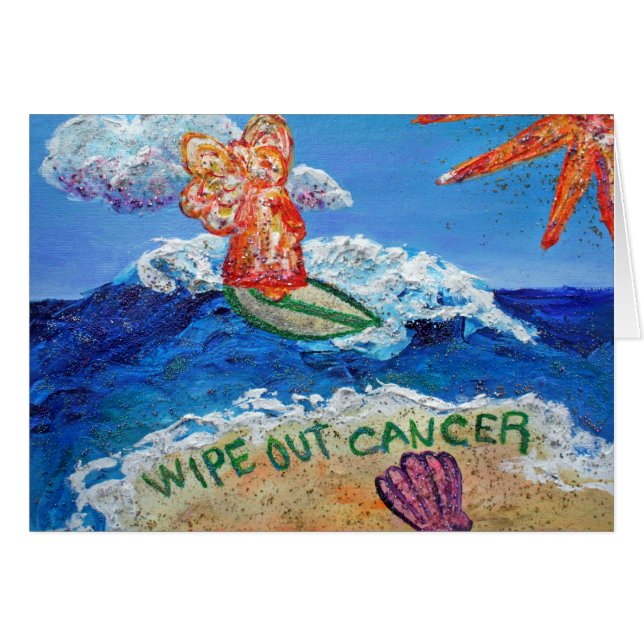 Wipe Out Cancer Angel Art Custom Greeting Cards (Front Horizontal)