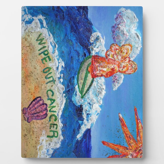Wipe Out Cancer Angel Art Painting Gift Plaque (Front)