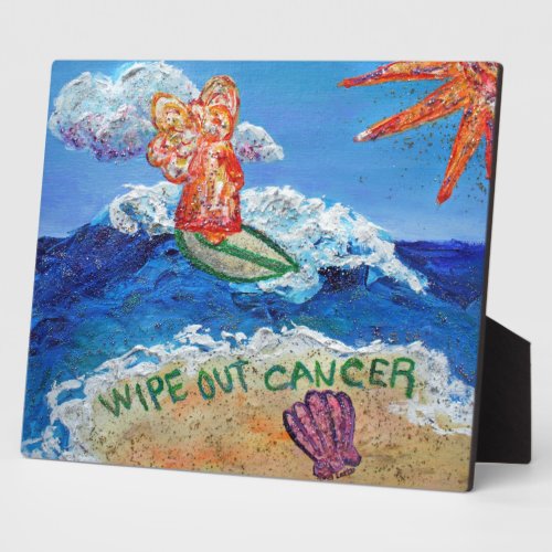 Wipe Out Cancer Angel Art Painting Gift Plaque