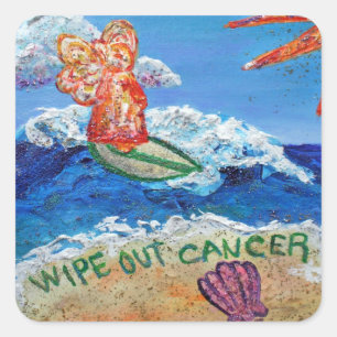 Wipe Out Cancer Angel Art Sticker Decals