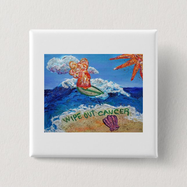 Wipe Out Cancer Angel Button (Front)