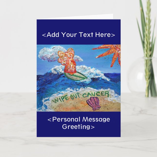 Wipe Out Cancer Angel Greeting Card (Customized) (Front)