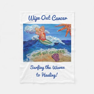 Wipe Out Cancer Surfing Angel Soft Fleece Blanket