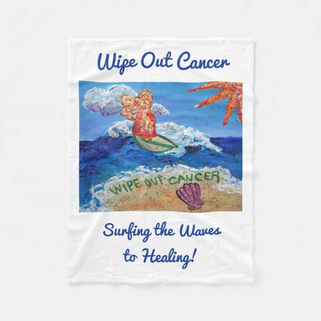 Wipe Out Cancer Surfing Angel Soft Fleece Blanket (Front)