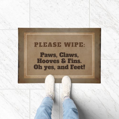 Wipe Paws Claws Hooves Fins  Feet Doormat