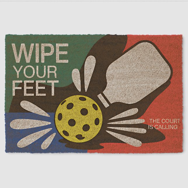 Wipe Your Feet Pickleball Court Welcome Mat (Front)