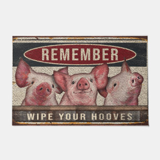 Wipe your hooves doormat, pig welcome mat
