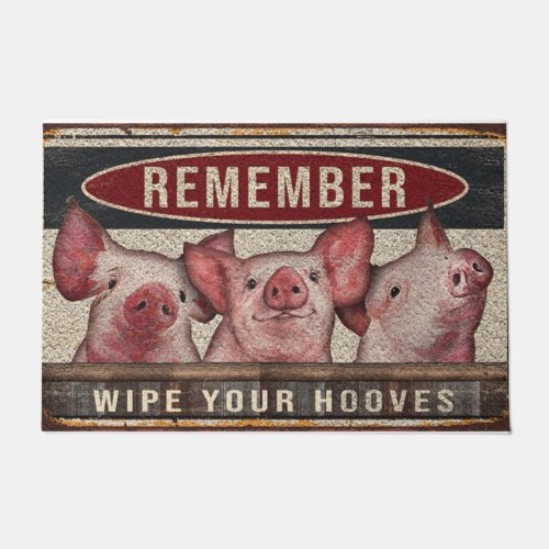 Wipe your hooves doormat pig welcome mat