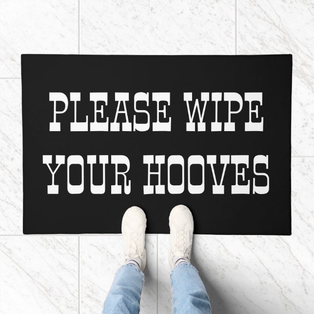 Wipe Your Hooves Funny Horse Equestrian Barn Doormat (Indoor)