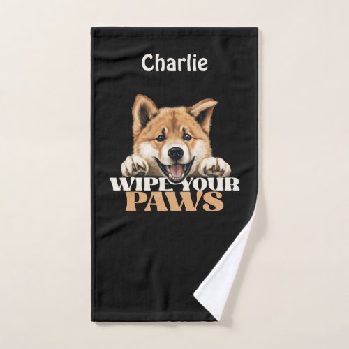 Wipe Your Paws Akita Funny Face Hand Towel