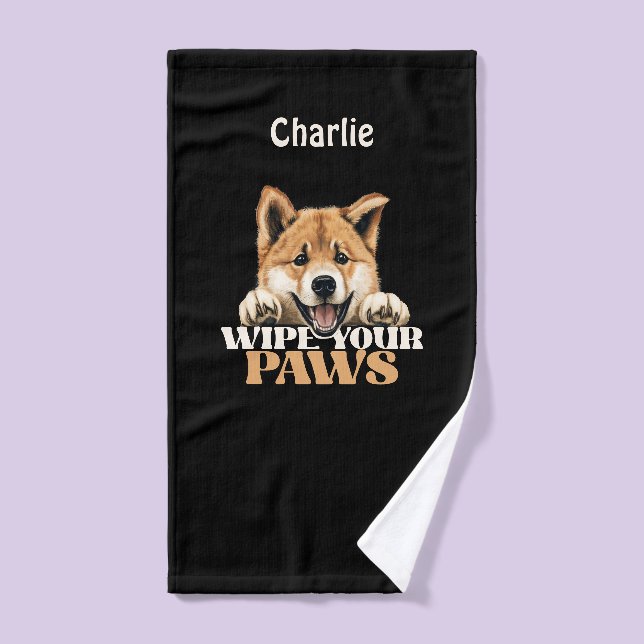 Wipe Your Paws Akita Funny Face Hand Towel (Hand Towel)