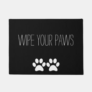 Wipe Your Paws - Black/white Doormat by KaleenaRae at Zazzle
