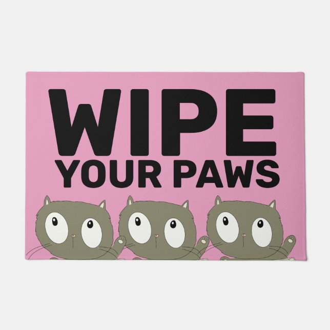 WIPE YOUR PAWS CUTE CAT LOVER DOOR MAT (Front)