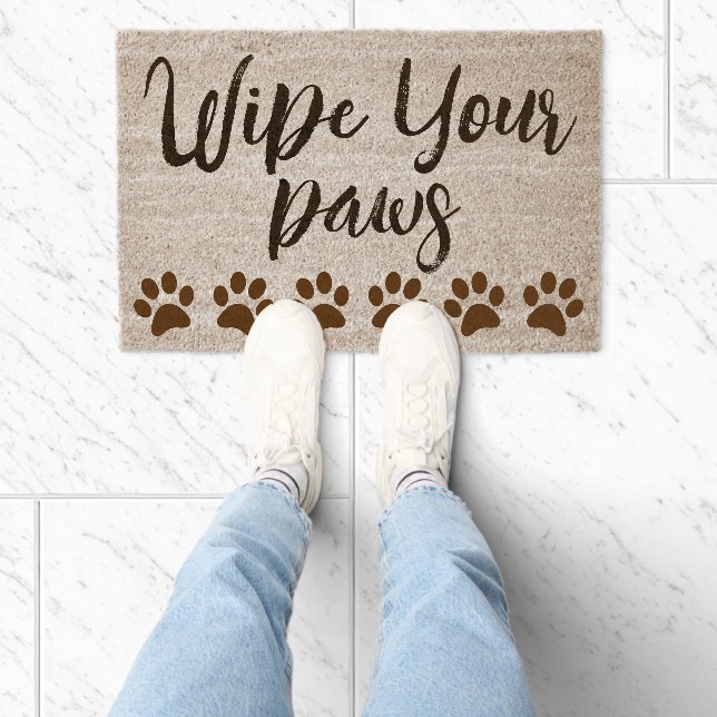 Wipe Your Paws Dog lover Custom script font Coir Fiber Doormat (Insitu)