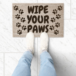 Wipe Your Paws Dog paws prints Front Door coir Fiber Doormat