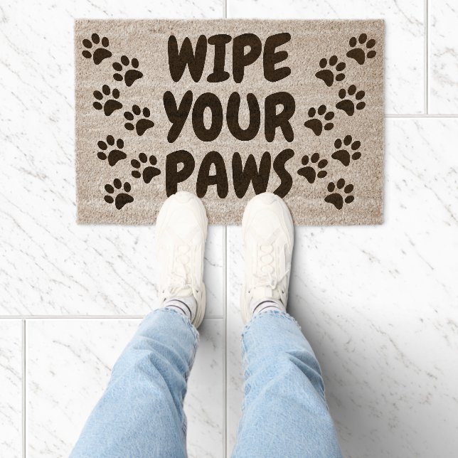 Wipe Your Paws Dog paws prints Front Door coir Fiber Doormat (Insitu)