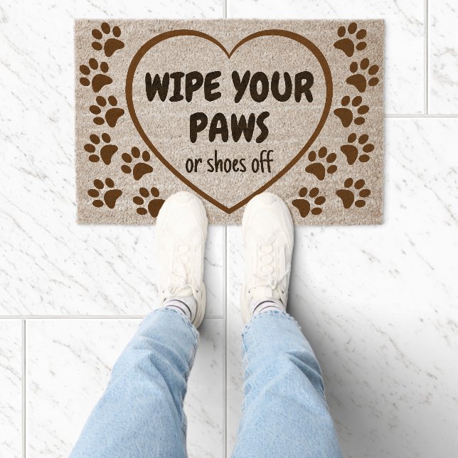 Wipe Your Paws Dog Shoes off Custom text Coir Fiber Doormat (Insitu)