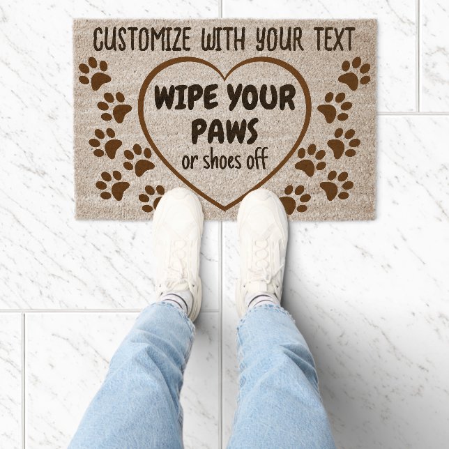 Wipe Your Paws Dog Shoes off Custom text Coir Fiber Doormat (Insitu)