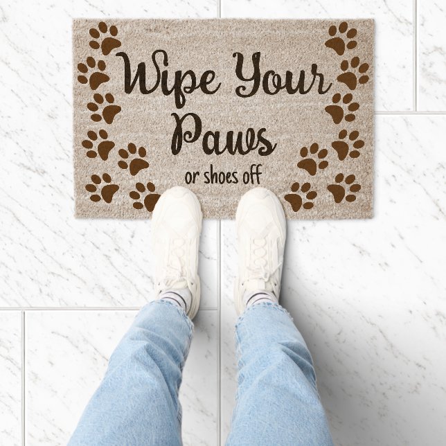 Wipe Your Paws Dog Shoes off Custom text Coir Fiber Doormat (Insitu)