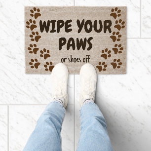 Wipe Your Paws Dog Shoes off Custom text Coir Fiber Doormat
