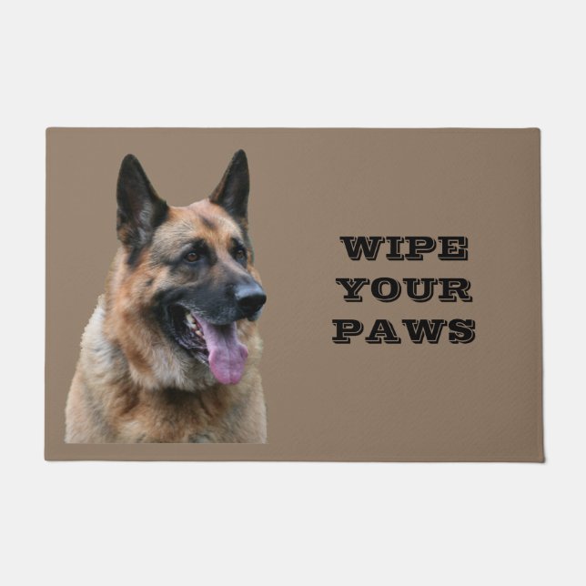 WIPE YOUR PAWS, German Shepherd humor,  Doormat (Front)