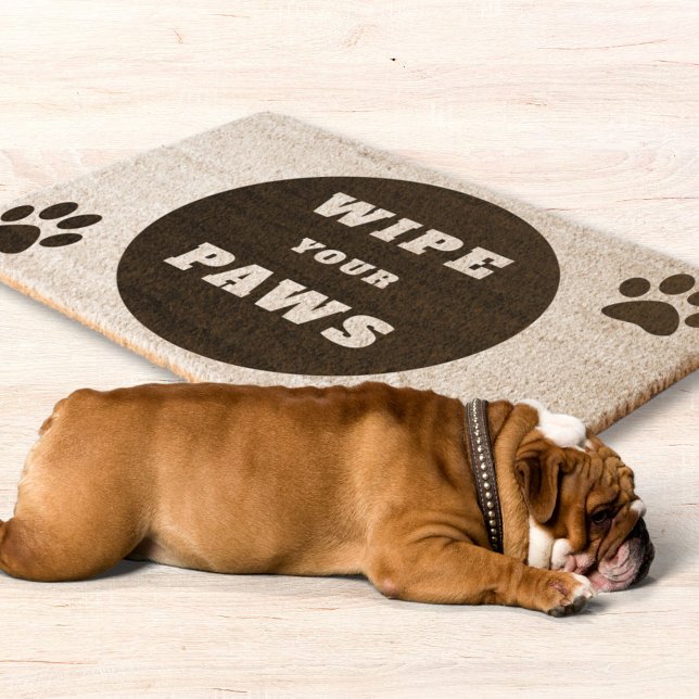 Wipe your Paws Paw Print Funny Dog Fiber Doormat (Creator Uploaded)