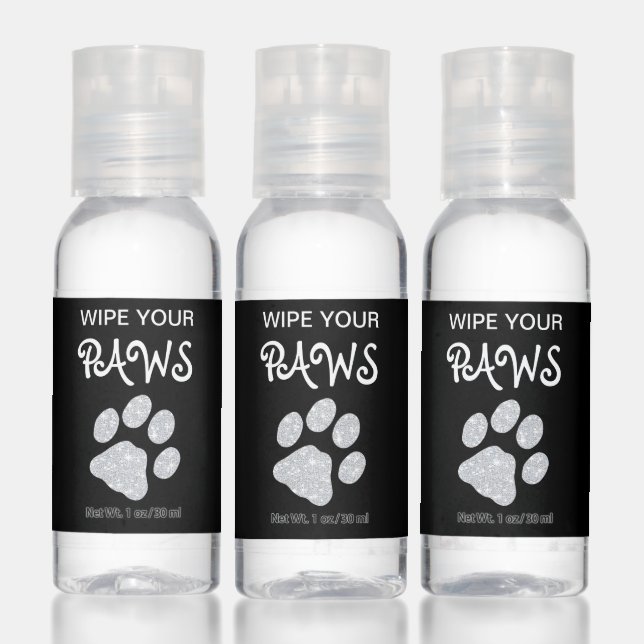 Wipe Your Paws Paw Prints Glitter Dog Pet Business Hand Sanitizer (Set)