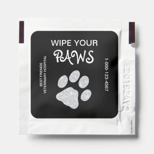 Wipe Your Paws Paw Prints Glitter Dog Pet Business Hand Sanitizer Packet