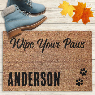Wipe Your Paws Personalized Dog Lover Welcome Doormat