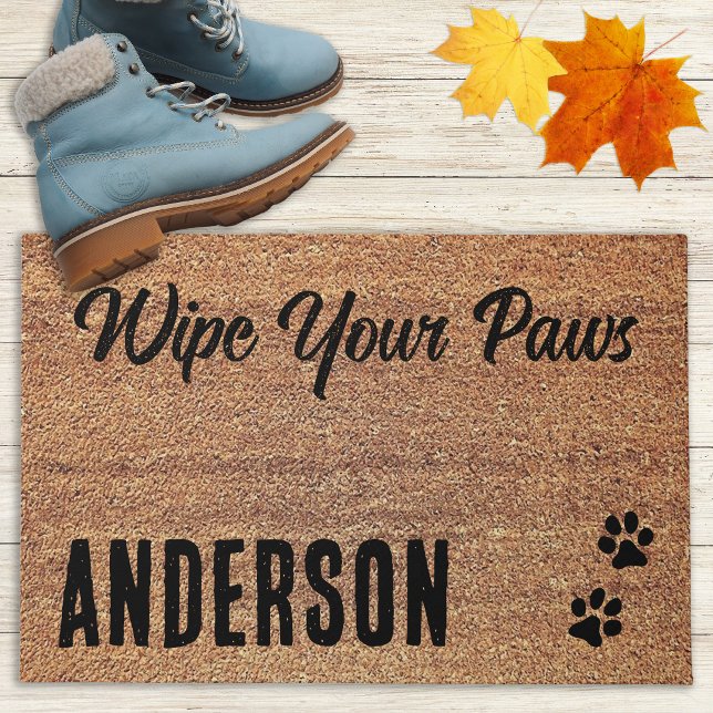 Wipe Your Paws Personalized Dog Lover Welcome Doormat (Creator Uploaded)