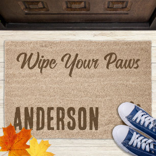 Wipe Your Paws Personalized Funny Pet Dog Lover Fiber Doormat