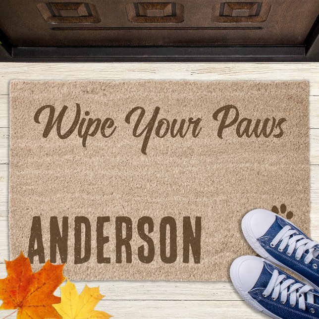 Wipe Your Paws Personalized Pet Dog Lover Coir Fiber Doormat (Creator Uploaded)
