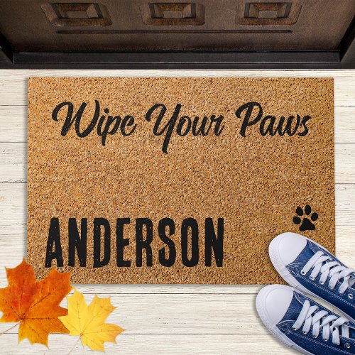 Wipe Your Paws Personalized Pet Dog Lover  Doormat
