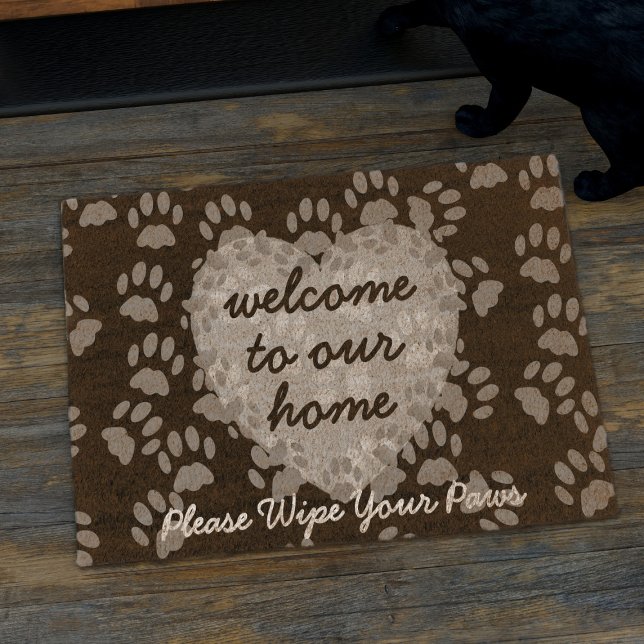 Wipe Your Paws Welcome To Our Home Fiber Doormat (Please wipe your paws coir doormat to welcome all pets into your home)