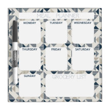 Wipeable meal planner geometric pattern